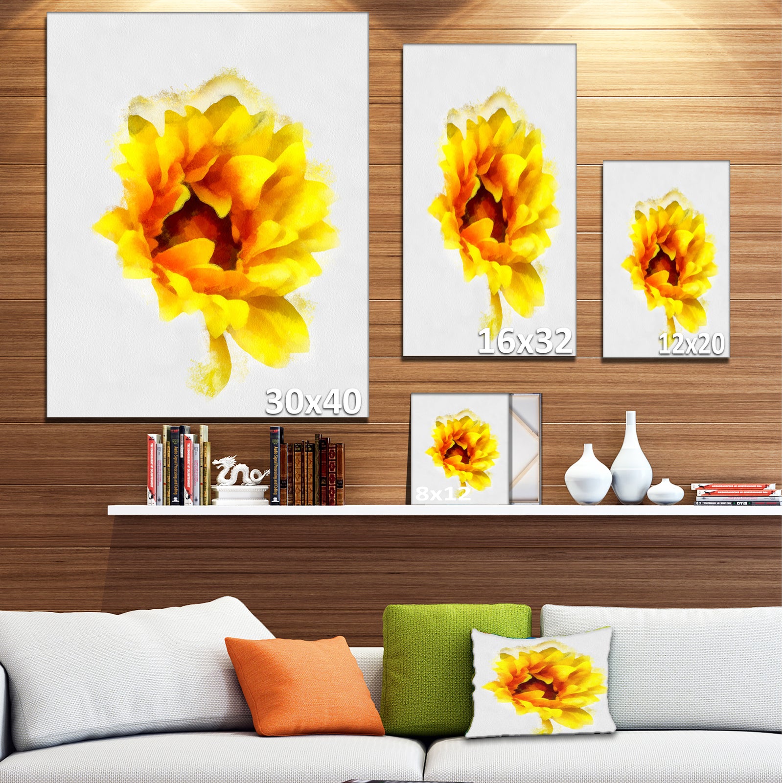 Yellow Watercolor Sunflower - Floral Canvas Artwork Print