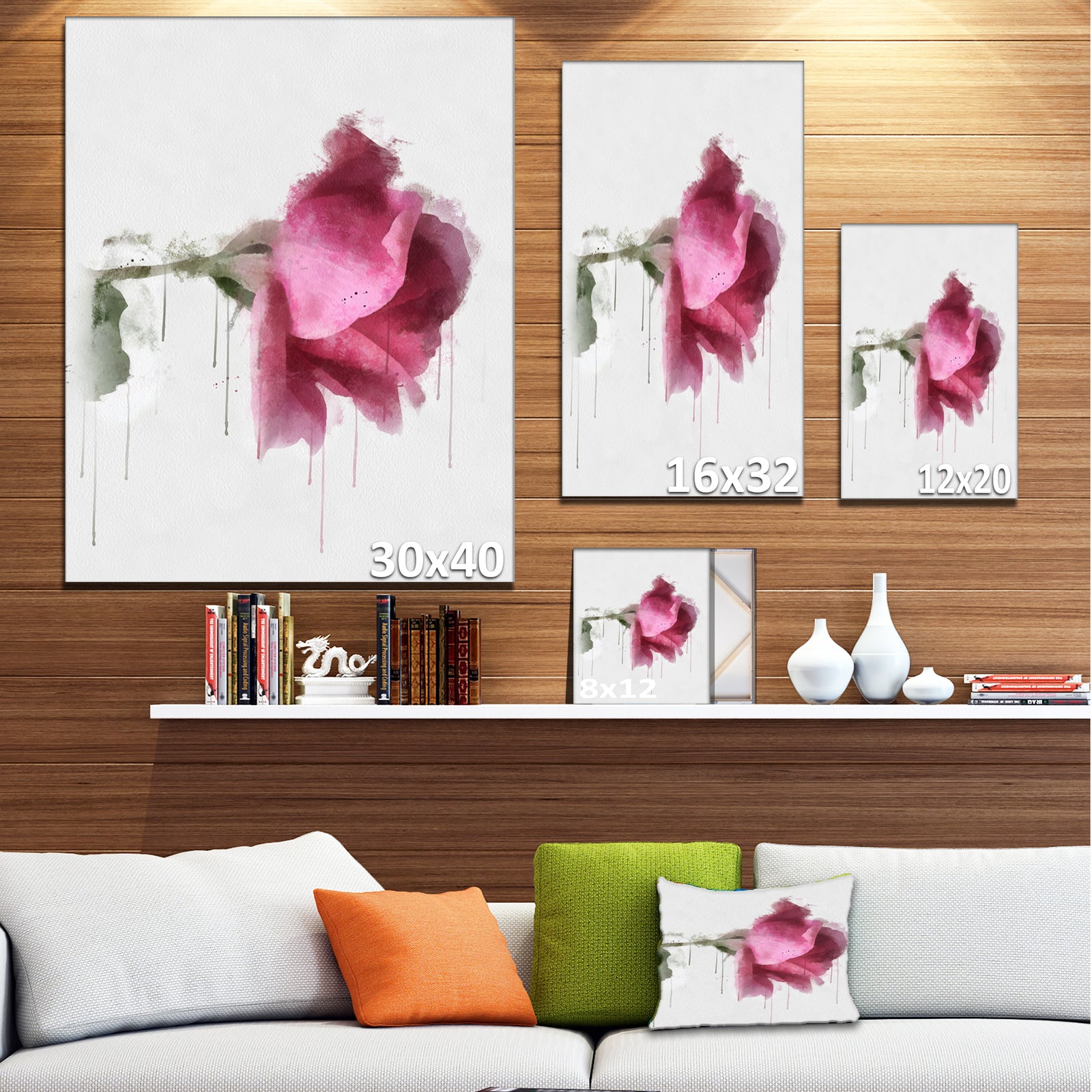 Beautiful Rose Watercolor Drawing - Floral Canvas Artwork Print