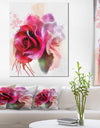 White Red Roses with Color Splashes - Floral Canvas Artwork Print