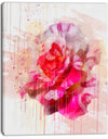 Red Rose with Watercolor Splashes - Floral Canvas Artwork Print