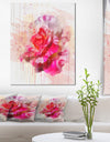 Red Rose with Watercolor Splashes - Floral Canvas Artwork Print