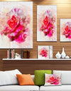 Red Rose with Watercolor Splashes - Floral Canvas Artwork Print