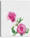 Rose Stem with Pair of Roses - Floral Canvas Artwork Print