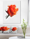 Red Rose Drawing with Watercolor - Floral Canvas Artwork Print