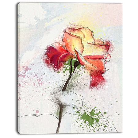 Beautiful Rose Illustration Drawing - Floral Canvas Artwork Print