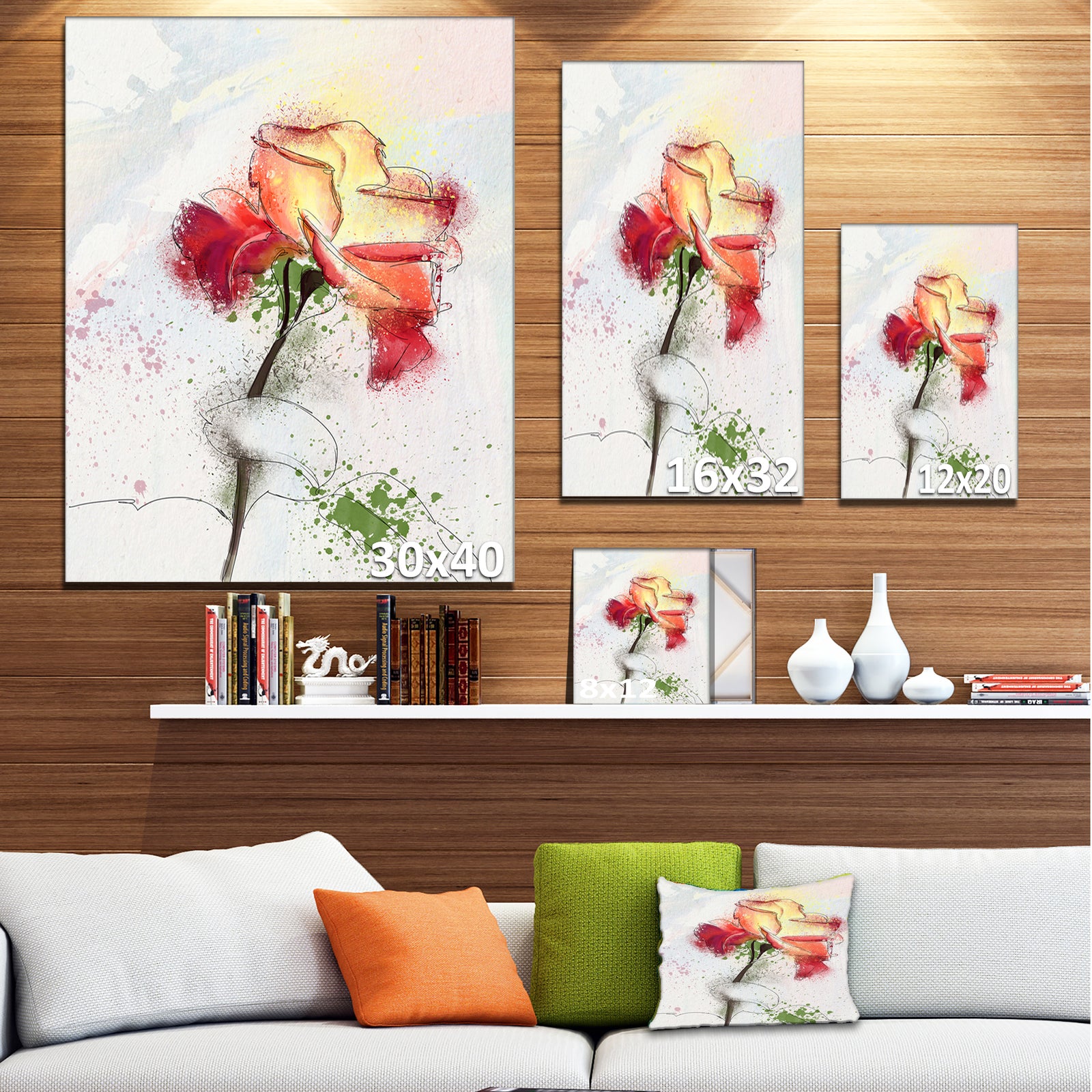 Beautiful Rose Illustration Drawing - Floral Canvas Artwork Print