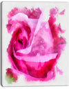 Bloomy Pink Rose Watercolor Drawing - Floral Canvas Artwork Print