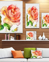 Bloomy Red Rose Watercolor Drawing - Floral Canvas Artwork Print