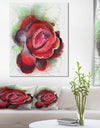 Beautiful Red Rose with Green Shade - Floral Canvas Artwork Print