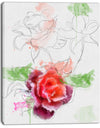 Beautiful Rose with Rose Sketches - Floral Canvas Artwork Print