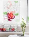 Beautiful Rose with Rose Sketches - Floral Canvas Artwork Print