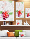 Beautiful Rose with Rose Sketches - Floral Canvas Artwork Print