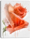 Red Rose Painting with Splashes - Floral Canvas Artwork Print