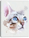 Cat with Blue Eyes Watercolor - Modern Animal Canvas Wall Art