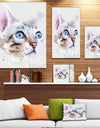 Cat with Blue Eyes Watercolor - Modern Animal Canvas Wall Art