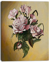 Pink Rose with Leaves Watercolor - Floral Canvas Artwork Print