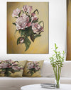 Pink Rose with Leaves Watercolor - Floral Canvas Artwork Print