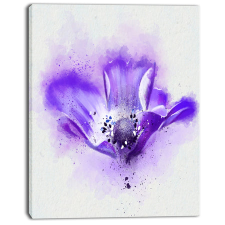 Stylized Watercolor Poppy Flower - Floral Canvas Artwork Print