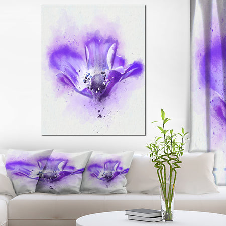 Stylized Watercolor Poppy Flower - Floral Canvas Artwork Print