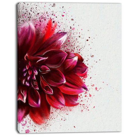 Dark Red Watercolor Rose Flower - Floral Canvas Artwork Print
