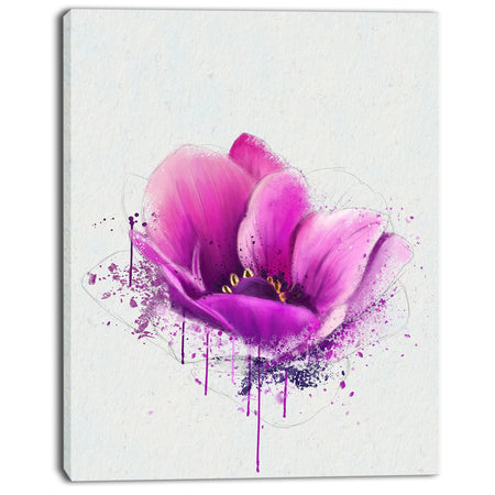 Purple Watercolor Poppy Flower - Floral Canvas Artwork Print