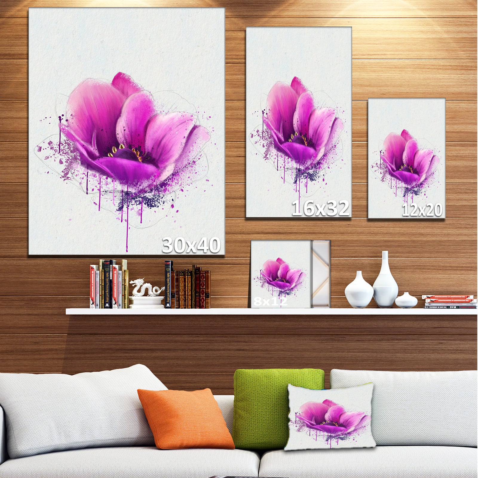 Purple Watercolor Poppy Flower - Floral Canvas Artwork Print