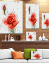 Red Watercolor Rose Sketch - Floral Canvas Artwork Print