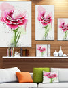 Pink Hand-drawn Watercolor Flower - Floral Canvas Artwork Print