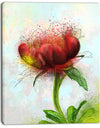 Cute Red Green Watercolor Flower - Floral Canvas Artwork Print