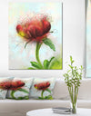 Cute Red Green Watercolor Flower - Floral Canvas Artwork Print