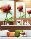 Cute Red Green Watercolor Flower - Floral Canvas Artwork Print