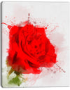 Bright Red Watercolor Rose Sketch - Floral Canvas Artwork Print