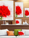 Bright Red Watercolor Rose Sketch - Floral Canvas Artwork Print