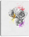 Black White Watercolor Rose Sketch - Floral Canvas Artwork Print