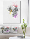 Black White Watercolor Rose Sketch - Floral Canvas Artwork Print