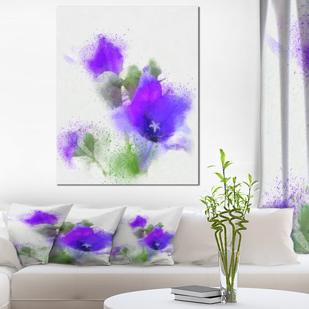 Bouquet of Blue Watercolor Flowers - Floral Canvas Artwork Print