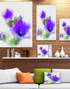 Bouquet of Blue Watercolor Flowers - Floral Canvas Artwork Print