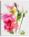 Hand-drawn Pink Watercolor Flower - Floral Canvas Artwork Print