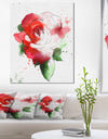 Red Hand-drawn Rose Illustration - Floral Canvas Artwork Print