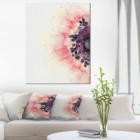 Pink Purple Abstract Flower Sketch - Floral Canvas Artwork Print