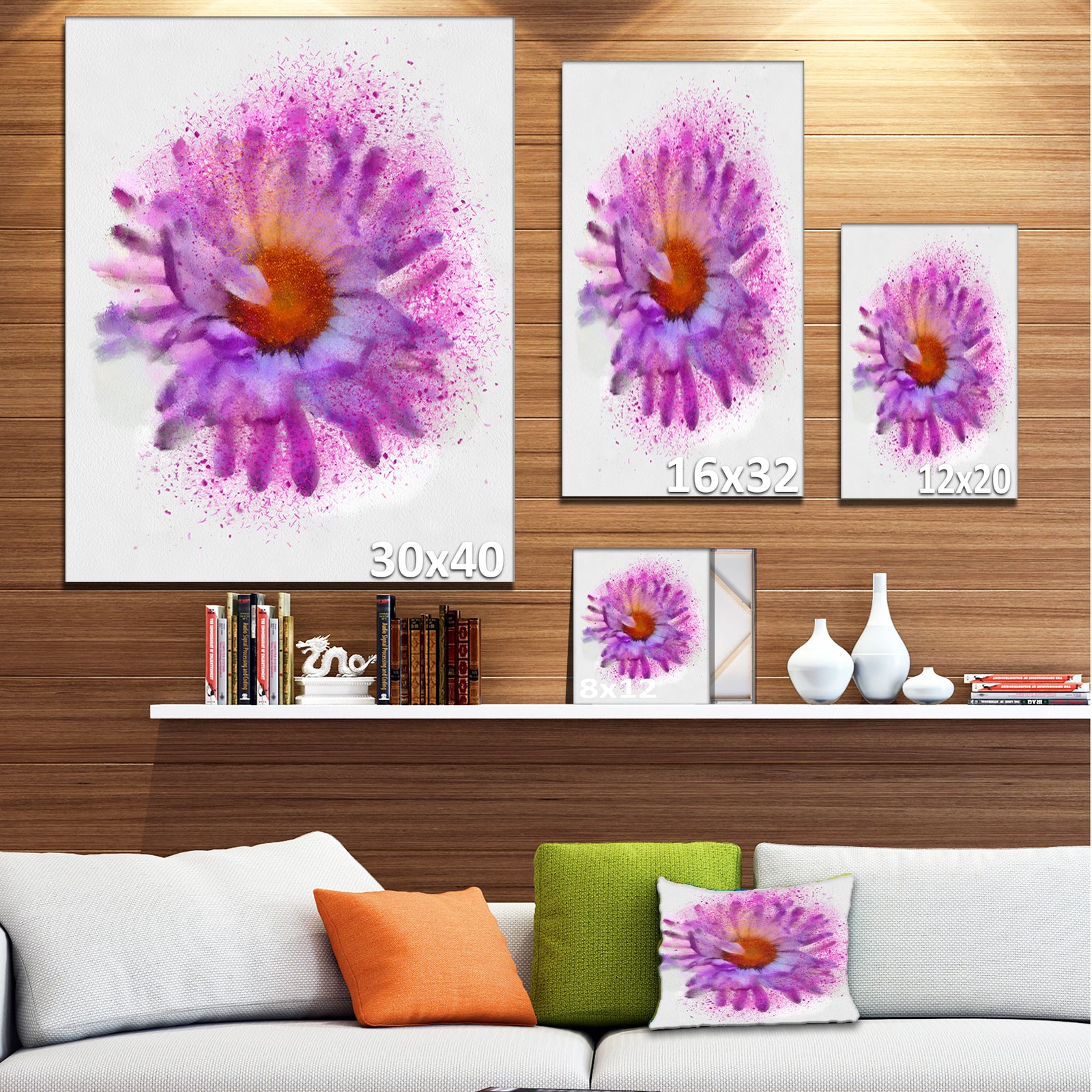 Large Purple Watercolor Flower - Floral Canvas Artwork Print
