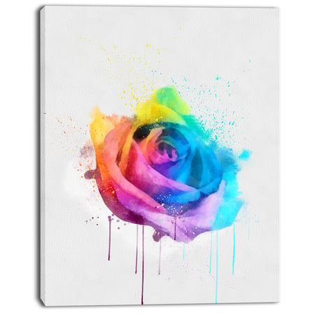 Multicolor Watercolor Rose Flower - Floral Canvas Artwork Print