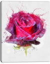 Watercolor Dark Red Rose Sketch - Floral Canvas Artwork Print