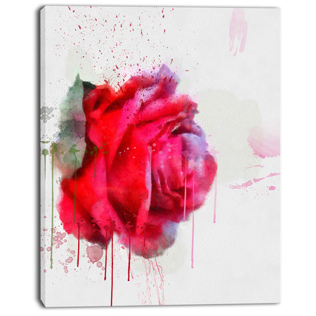 Watercolor Red Rose Illustration - Floral Canvas Artwork Print