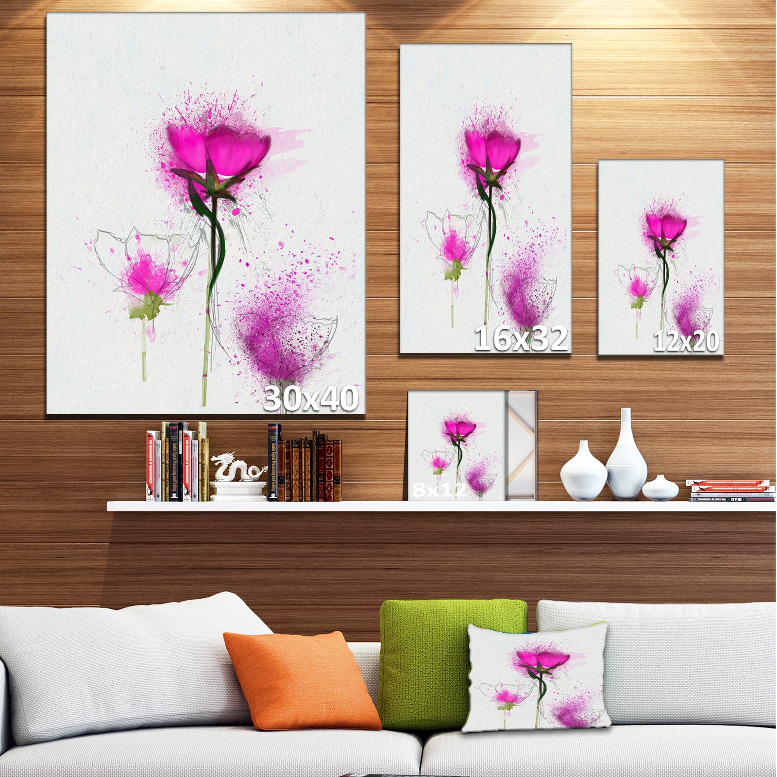 Watercolor Purple Daisy Flowers - Floral Canvas Artwork Print