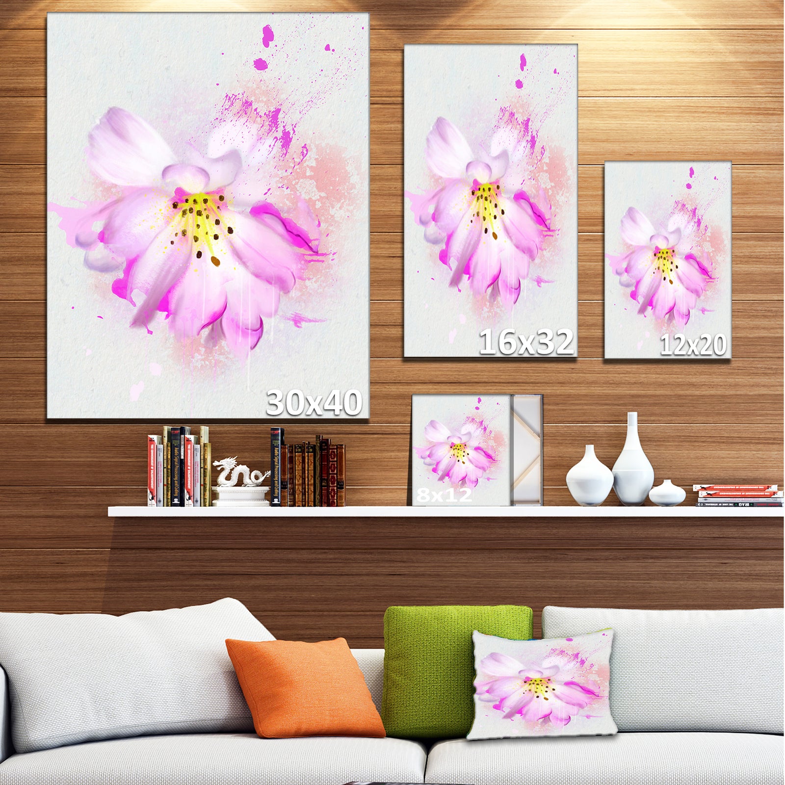 Watercolor Pink Rose Illustration - Floral Canvas Artwork Print