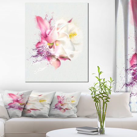 Pink Rose Watercolor Illustration - Floral Canvas Artwork Print