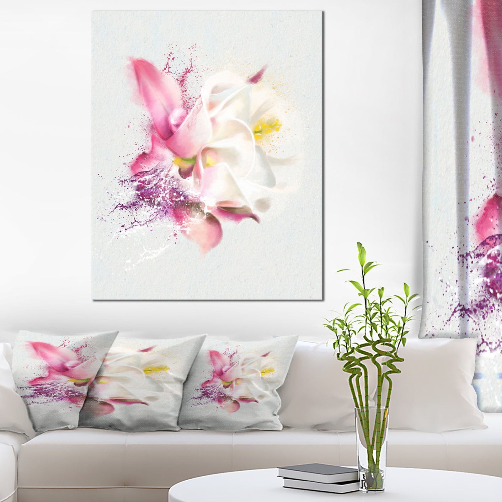 Pink Rose Watercolor Illustration - Floral Canvas Artwork Print