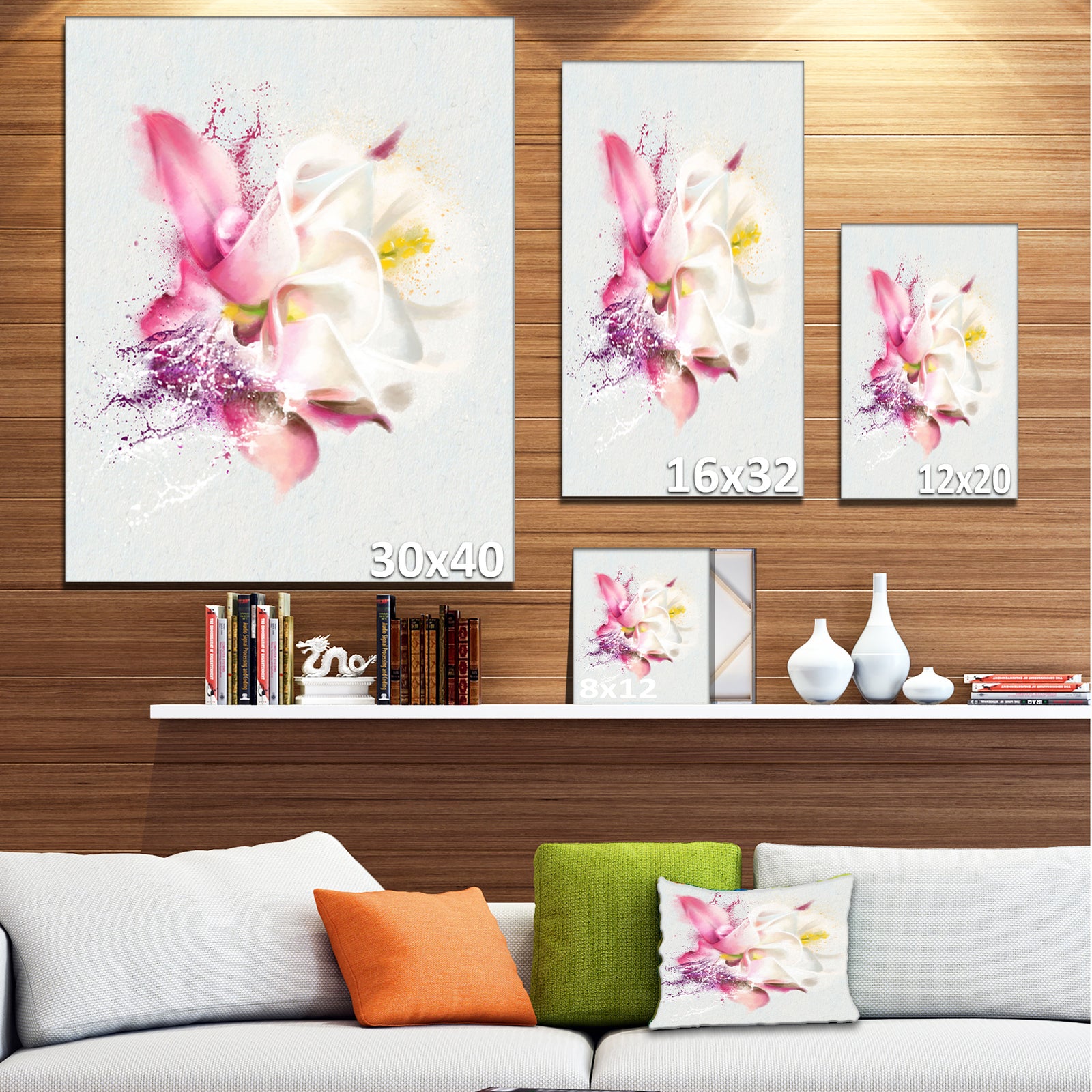 Pink Rose Watercolor Illustration - Floral Canvas Artwork Print