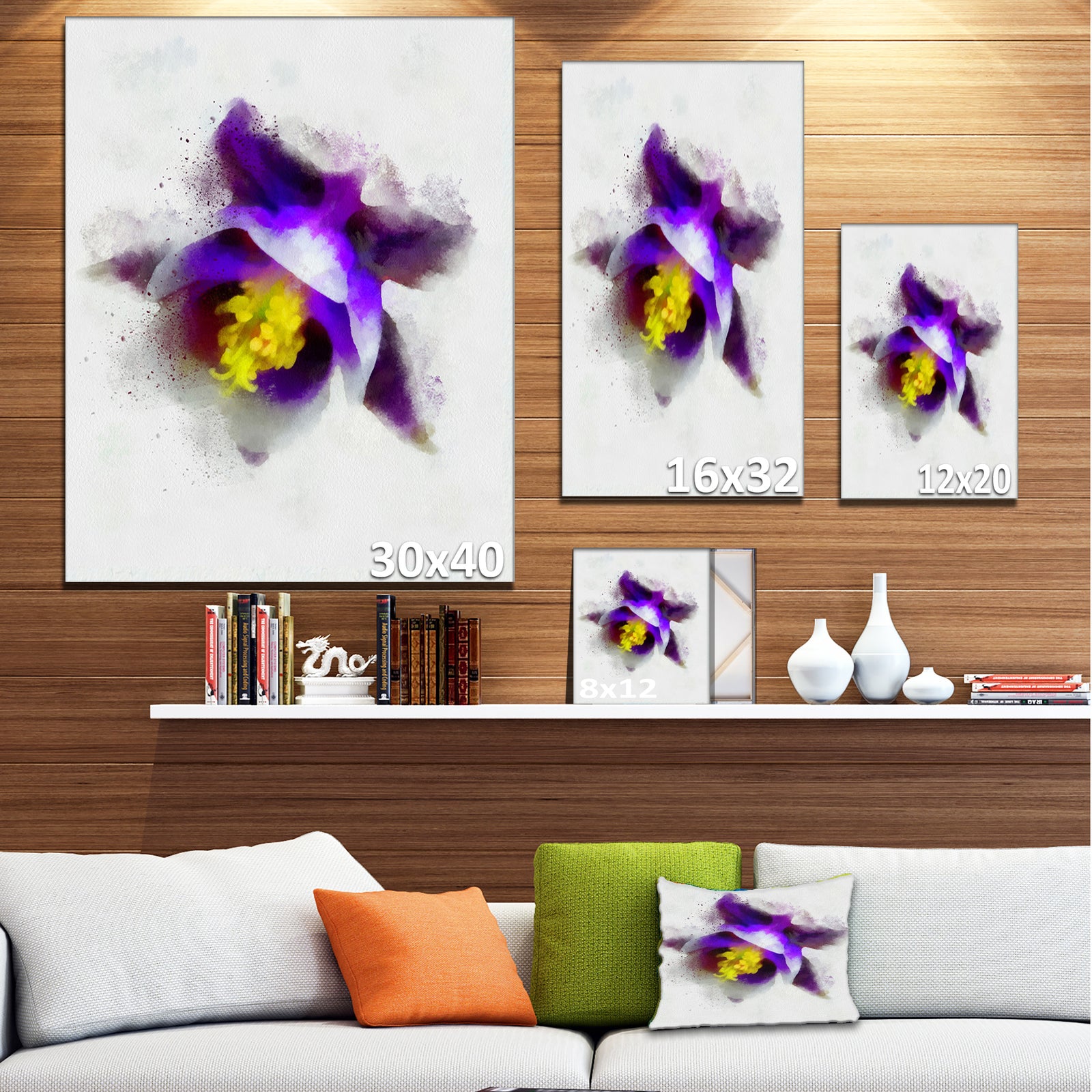 Blue Flower with Yellow Stigma - Floral Canvas Artwork Print